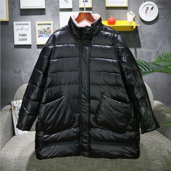

plus size winter coat woman solid duck down jackets long sleeve warm womens outwear parkas for women winter down coat streetwear, Black
