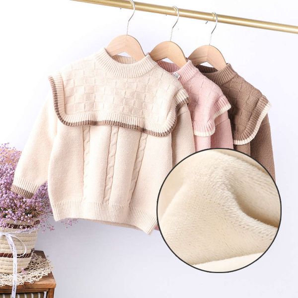 

plush 2020 winter boutique children's women's wear little girl's knitting sweater, Blue