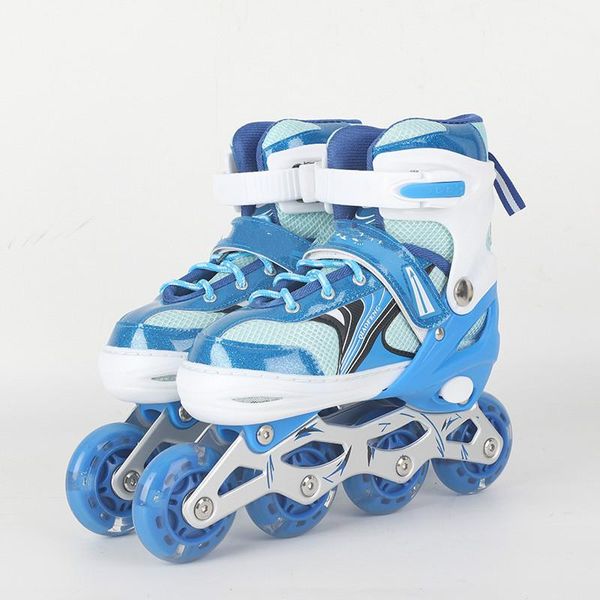 

boots four-wheel flash roller skates single row skateboard shoes children training, Black;grey