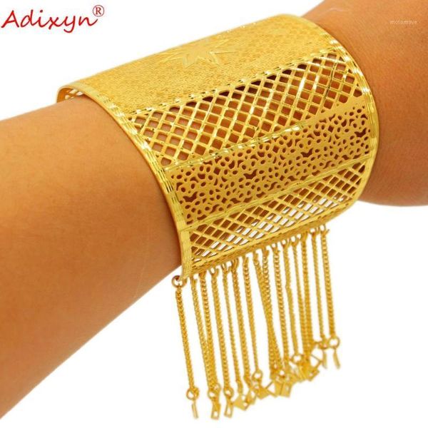 

adixyn dubai plus big size bangles for bridal wedding jewelry 24k gold color copper india bracelet african party mom gifts n12111, Black