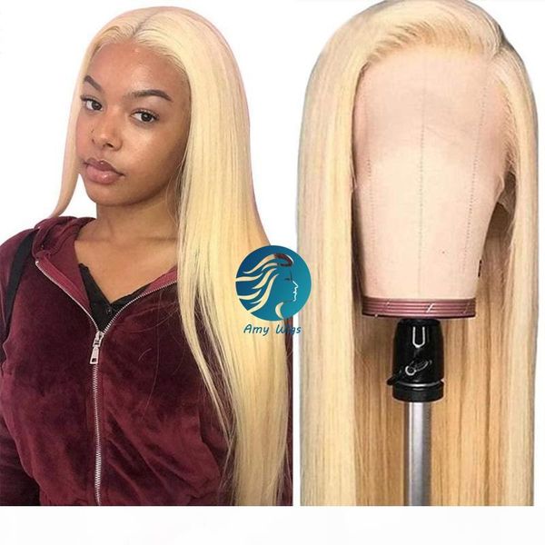 

613 human hair wig pre-plucked lace front human hair wigs straight remy brazilian black women 150 density transparent lace wigs can ironed, Black;brown