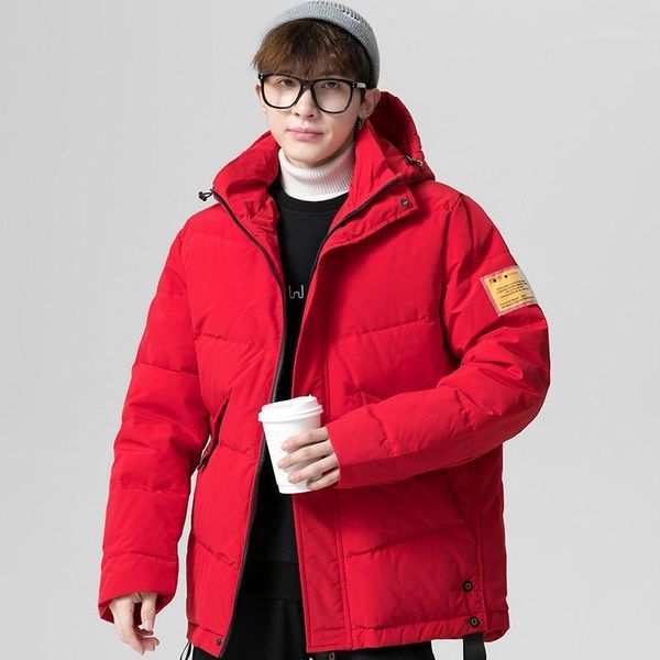 

winter new arrival trend thick down jacket plus size loose casual wild fashion simple solid color men warm jacket, Black