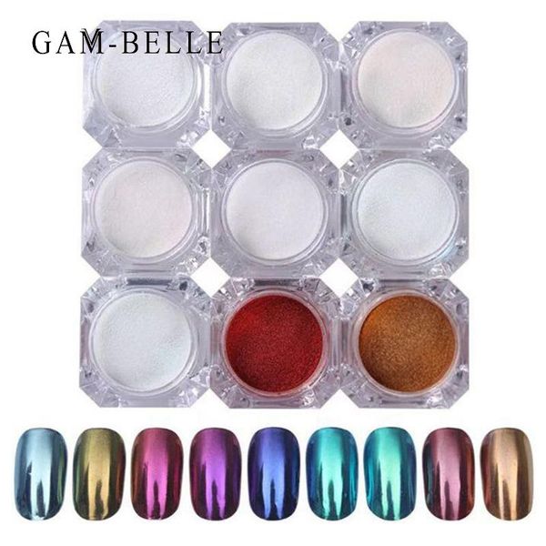 

gam-belle 1 box pearl nail glitter powder holographics neon chrome dipping powder pigment nail art decoration manicure tool, Silver;gold