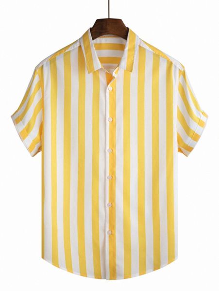 

men random striped button up shirt k47i#, White;black