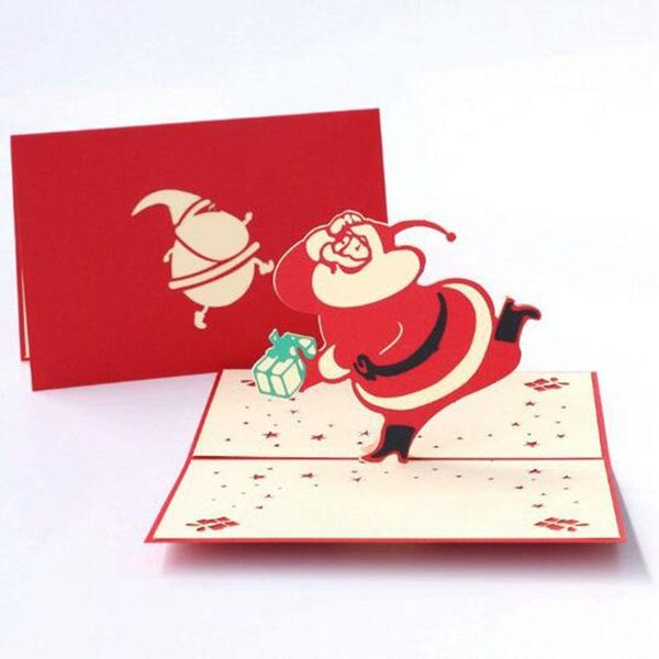 

3pcs/10pcs creative 3d santa claus invitation card handmade christmas gift greeting card birthday new year party blessing1