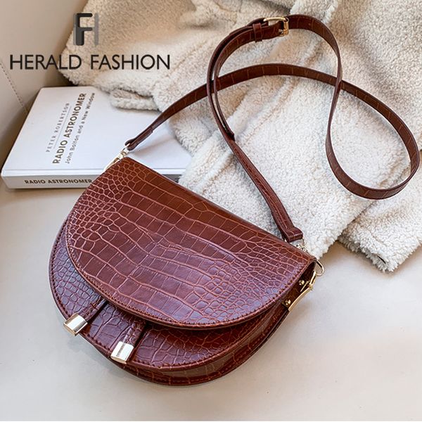 

crocodile pattern crossbody bags for women half round messenger bag pu leather luxury handbags women bags designer shoulder bag c1223