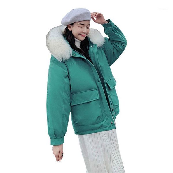 

fur coat hooded winter down coat jacket student warm casaco feminino abrigos mujer invierno cotton padded wadded parkas 121, Black