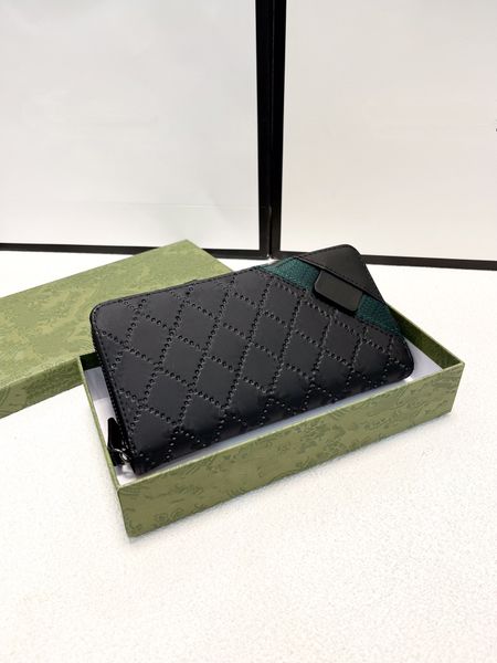 

designer wallet leather long zipper matte black embossed zero wallet card, Red;black