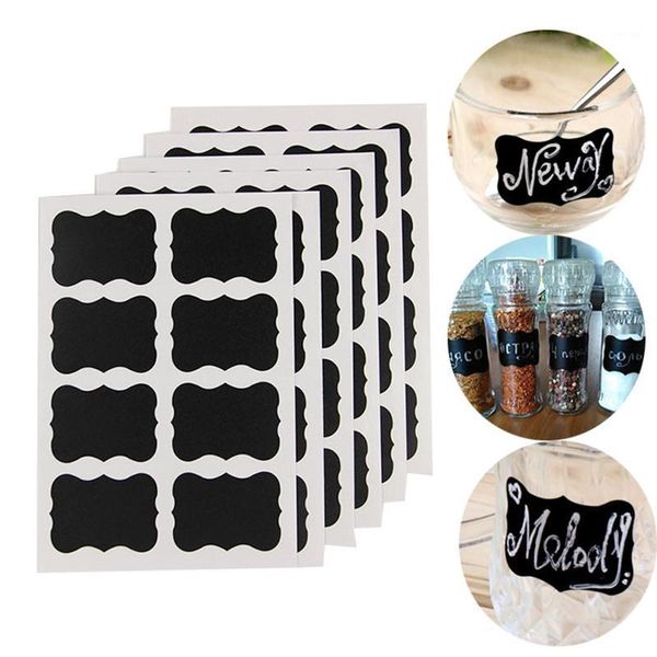

storage bottles & jars 40 pcs/set 5x3.5cm erasable blackboard sticker craft kitchen organizer labels chalkboard chalk board black board1