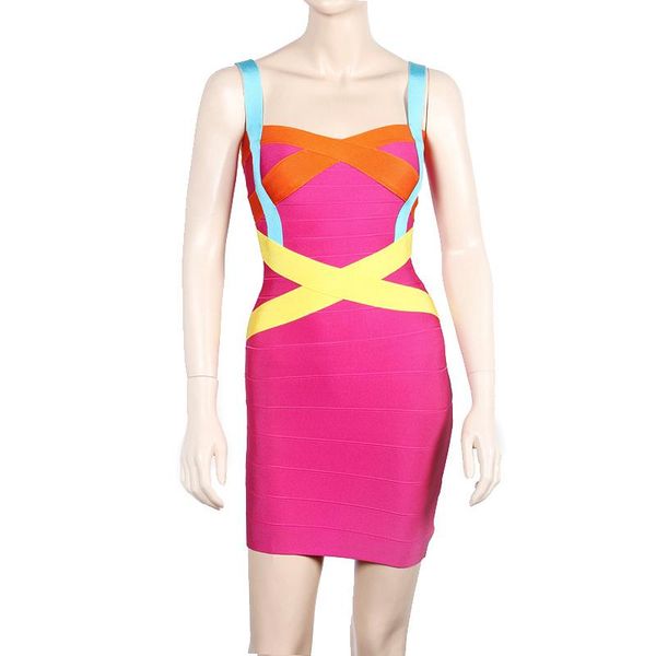 

casual dresses women summer fashion sleeveless patchwork pink bandage dress 2021 celebrity designer vestidos, Black;gray
