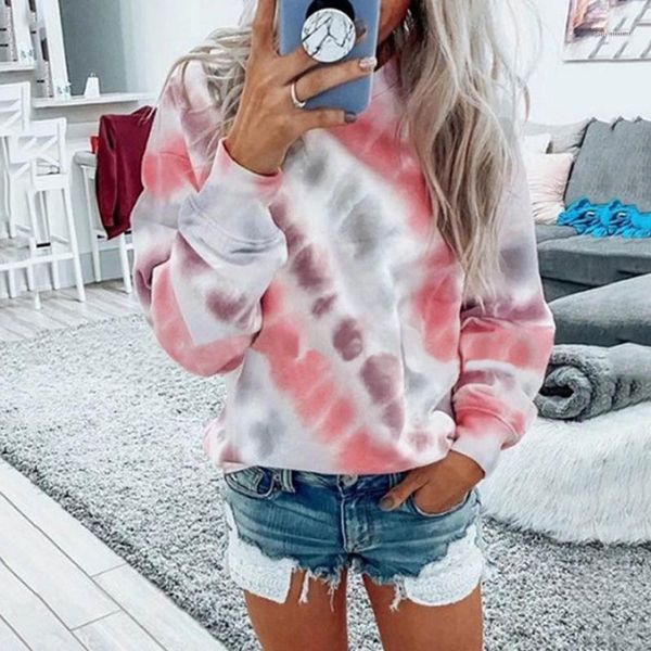 

gym clothing women tie dye causal sports long sleeve round neck sweatshirt blouse autumn hoodies fashion #z1, White;black