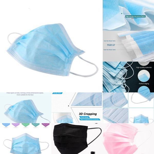 

thick cne disposable 200 factory face 3-layer masks earloop black pink white mouth mas izlb