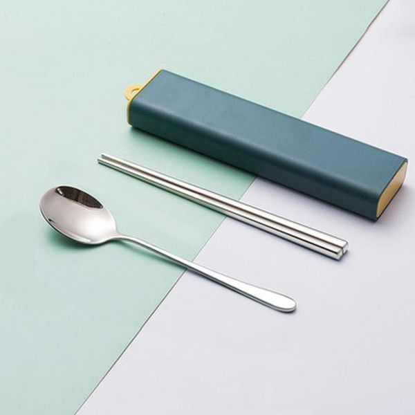 

portable travel tableware set 304 stainless steel spoon and fork set nordic style flatware with box dinner tools for kid school h bbyiro