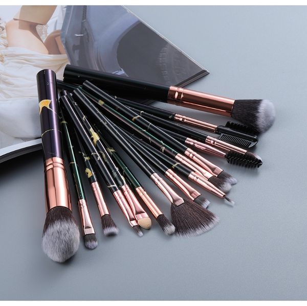 

fld5 15pcs marble makeup brushes set cosmetic powder eyeshadow foundation blush blending beauty make up brush tool kit maquiagem f bbygnr