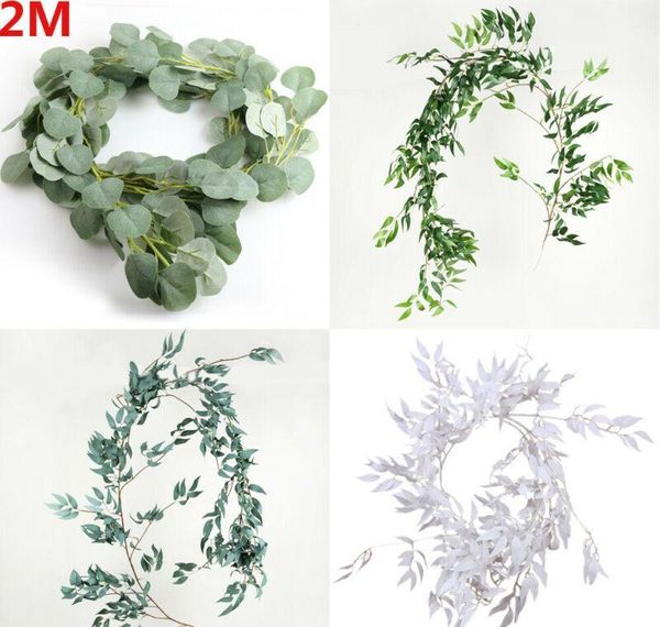 

artificial fake eucalyptus garland long leaf plants greenery fo bbycsw sweet07