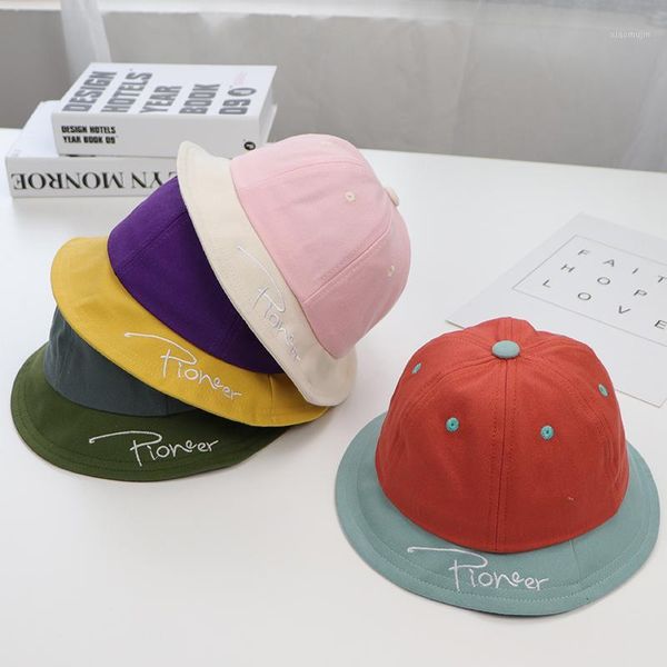 

caps & hats baby spring summer sun hat cotton embroidery alphabet pattern bucket toddler girls boys outdoor beach cap1, Yellow