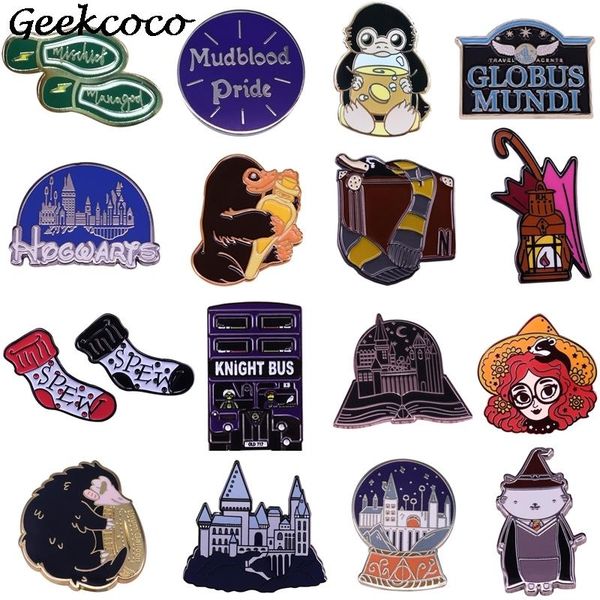 

20pcs/lot j1718 geekcoco fashion cartoon magic movie enamel pin brooch collection metal lapel badge magic brooch jewelry gift, Gray