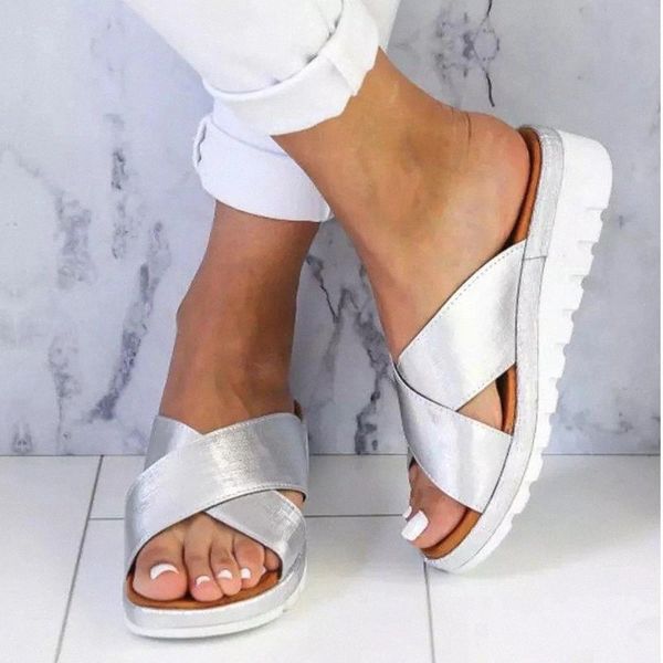 

woman wedges 2020 women summer slippers women's fashion peep toe ladies casual slides female comfortable beach shoes plus size #in5b, Black