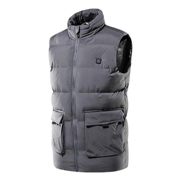 

electric heated vest jackets men women winter sportswear heated coat heat outcoat smart usb heating jacket for camping, Gray;blue