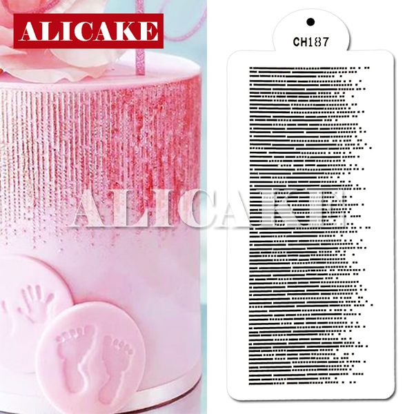 Stencil per torte Modello a forma di linea tratteggiata Decorazione per torte Decorazione per torte in pizzo di plastica Modello per stencil per stampi per disegno fai-da-te Bakeware