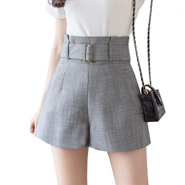 

elegant high waist shorts for women summer bud wide leg women shorts 2020 new korean slim a line suit belted office short pants1, White;black