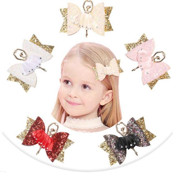 Glitter cabelo arcos Ballet Girl Hairpin Princesa Rhinestone Barrettes Festa Aniversário Crianças Meninas Gravatas Cabelo Acessórios 5 Cores