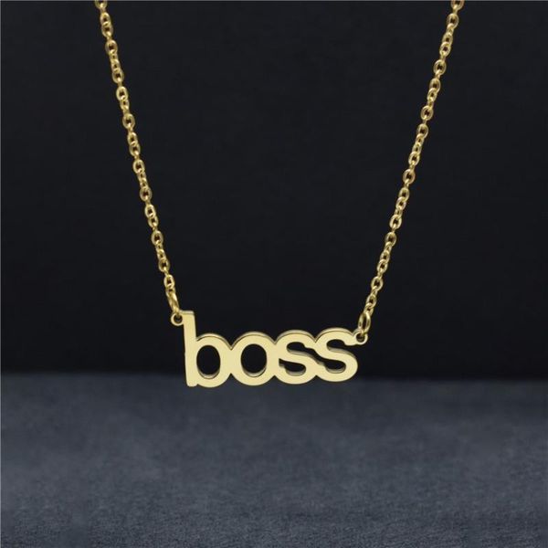 

choker chain gold color custom name boss pendant necklaces for women bijoux femme stainless steel fashion jewelry, Golden;silver