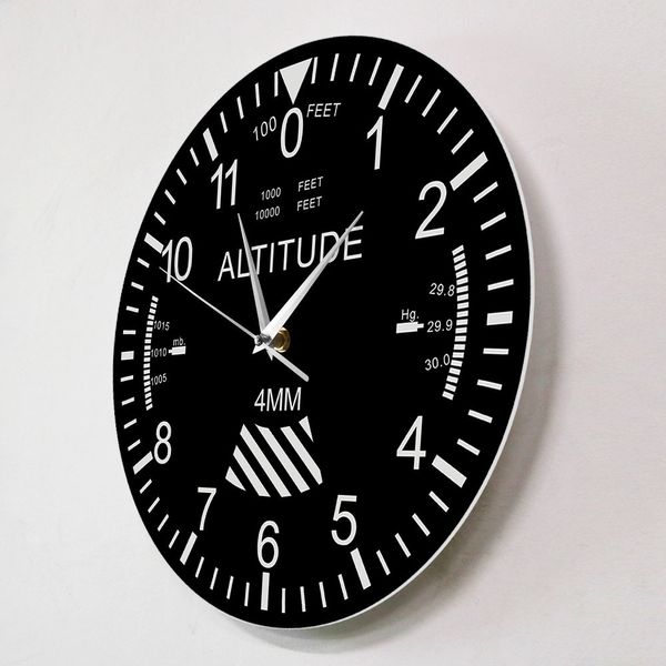 Altimetro Orologio da parete Monitoraggio Pilota Aereo Misurazione dell'altitudine Orologio da parete moderno Strumento classico Decorazioni per la casa Regalo per l'aviazione LJ201204