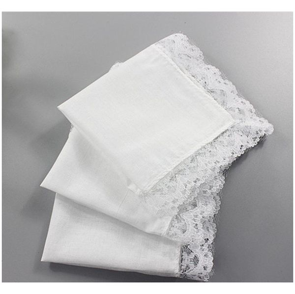 

25cm white lace thin handkerchief 100% cotton towel woman wedding gift party decoration cloth napkin diy plain blank h jllmmx mxyard