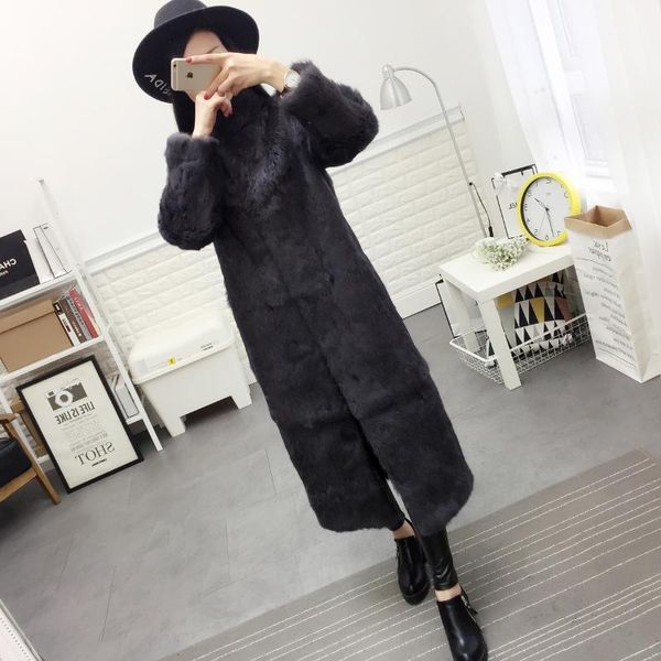 

faux fur long coat women winter jackets woman overcoat plus size jacket women's clothing chaqueta mujer kj2891, Black