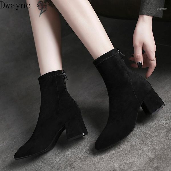 

boots 2021 autumn korean zipper elastic retro1, Black
