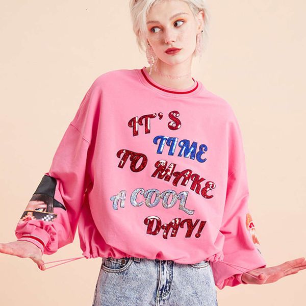 

sequin lb new autumn drawstring 2020 loose knitted pullover l20a-wsts14, Black;gray