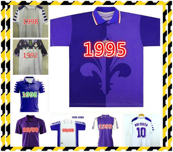 

1995 1996 fiorentina retro soccer jersey 95 96 amoruso rui costa batistuta schwarz baiano robbiati vintage classic football shirt, Black;yellow