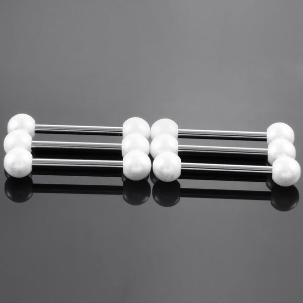 

1pc labret rings faux pearl ball surgical steel barbell piercing tongue barbell piercing tongue ring tragus body jewelry q sqchdc, Silver