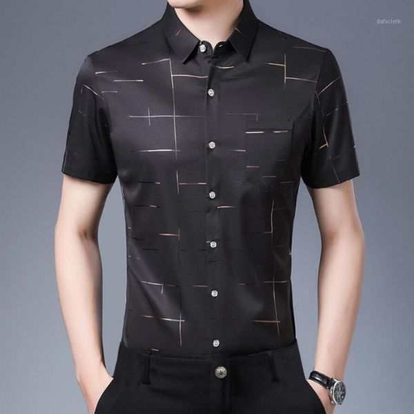 

men's business social shirt slim fit long sleeve shirt correct dress occupation male stripe casual button social business dress1, White;black