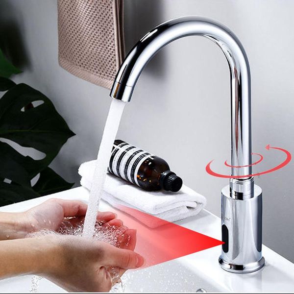 

automatic sensor bathroom faucet hand touch tap cold mixer chrome polished sink mixer bathroom tap basin water faucets