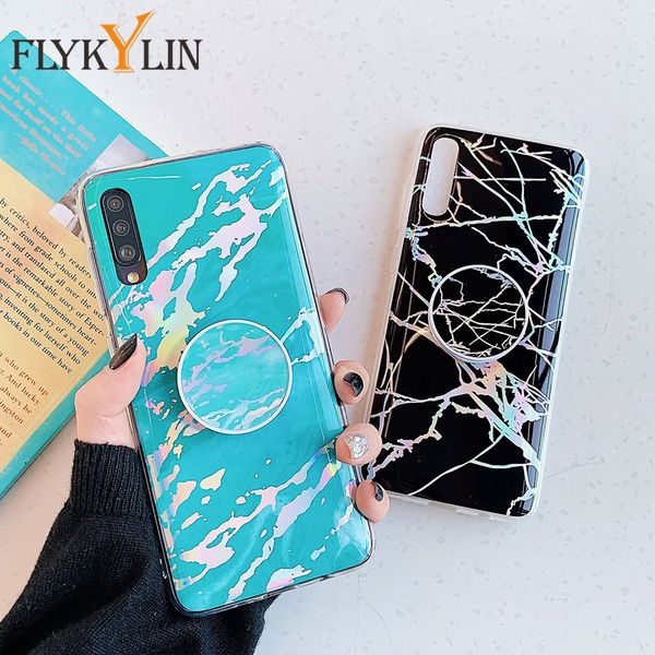 

flykylin держатель стенд телефон чехол для samsung s10 s8 s9 примечание 10 плюс s7 edge s20 ультра s10e a50 a70 крышка лазерная мраморная об