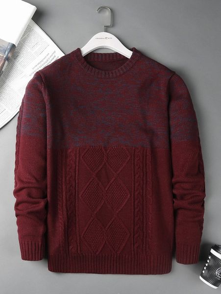 

men cable knit space dye sweater m8si#, White;black