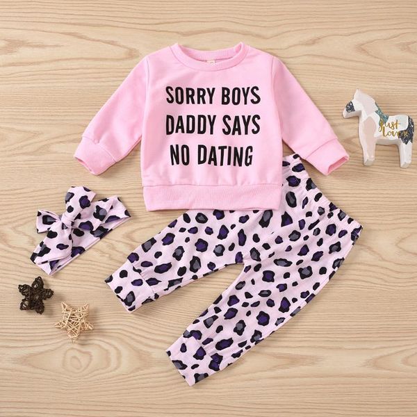 

clothing sets toddler girl winter clothes cute leopard print romper+pants+headband outfits set kids vetement fille, White