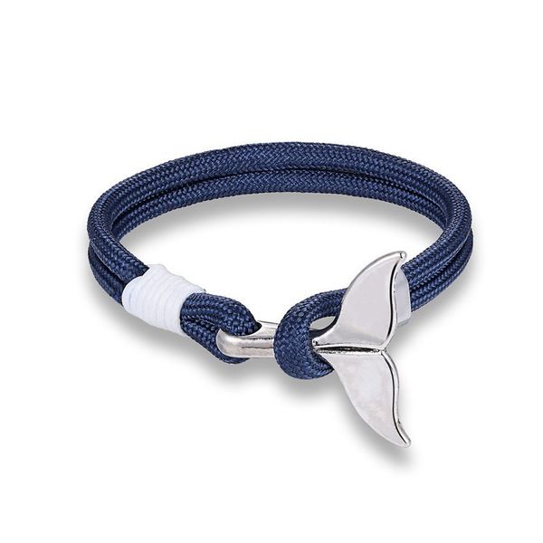

new popular fashion anchor style marine whale tail bracelet parachute cord handmade men and women couple's hand line, Golden;silver