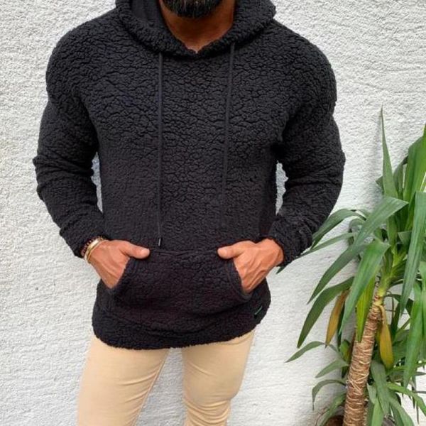 

autumn 2020 zuolunouba and warm new sweatshirt man thick plush men velvet lamb solid winter color pocket casual slim hoodie plus jwbob