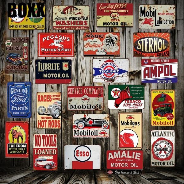 

2021 motor oil mobil esso tin sign custom wholesale poster wall plaque classic metal painting decor art oil garage wall dector 30x20cm