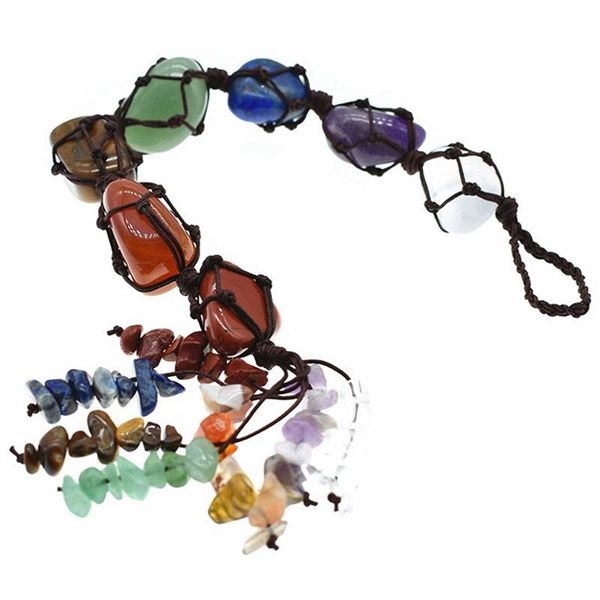 

interior decorations pendant 7 chakra car hanging rainbow healing shape tassel bohemian national style fashion retro trend accessories