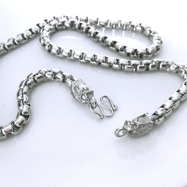 

chinese long stainless steel men women 5090cm length necklace silver tone