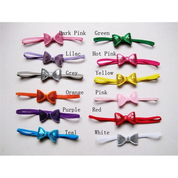 

bow baby headbands infants shiny paillette children kids elastic small bowknot hairbands hair accessories princ