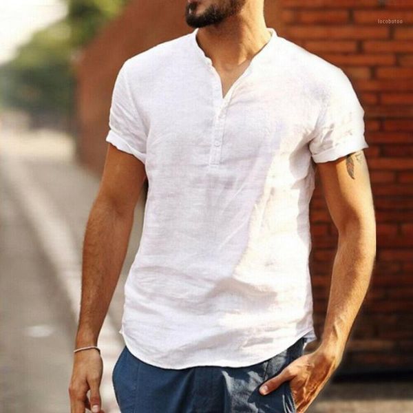 

men's casual shirts uk men's linen short sleeve summer solid loose dress soft tee1, White;black
