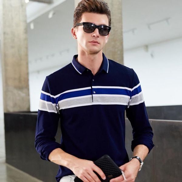 

men's polos 2021 shirt men casual long sleeve striped shirts solid, White;black