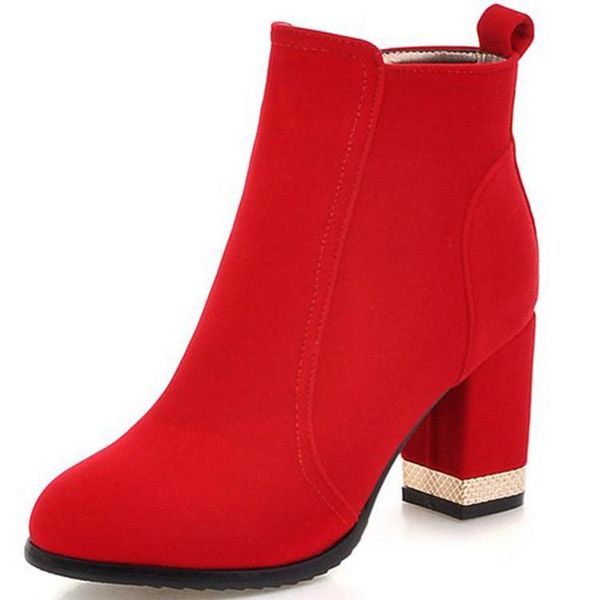 

women's rubber boots luxury designer shoes round toe winter footwear zipper boots-women rain fashion mid-calf red high, Black