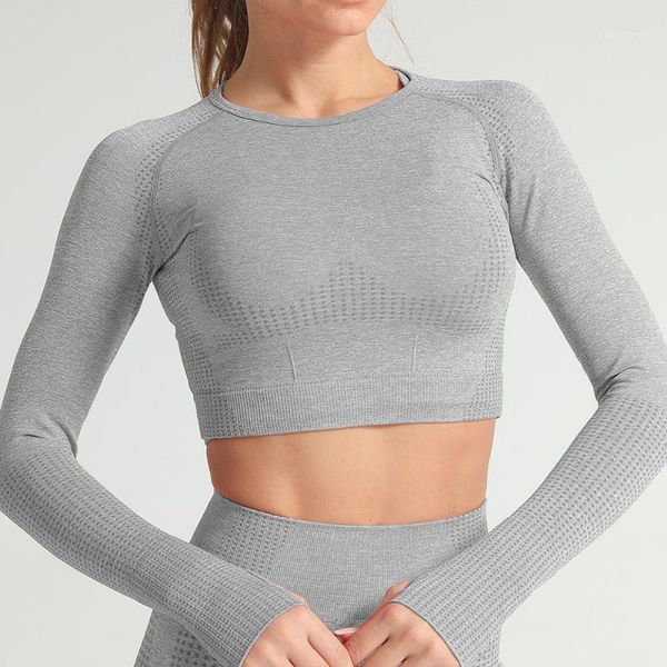 

women's blouses & shirts women gym crop o neck long sleeve dots bodycon stretchable running t shirt workout black red blue tee s-l1, White