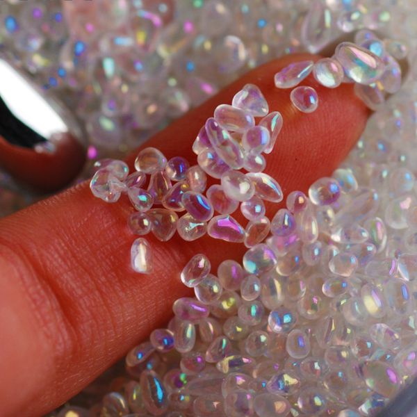 

ab miniature stones irregular shapes jelly beans iridescent stone holographic beads no hole uv resin crafts jewelry making 20g